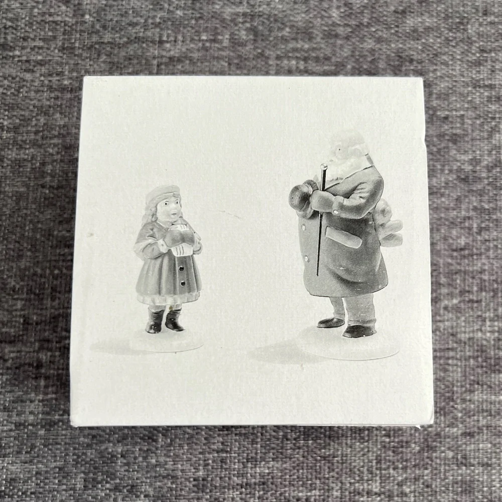 Department 56 Christmas Heritage Village Collection Figures Girl Santa Set of 2